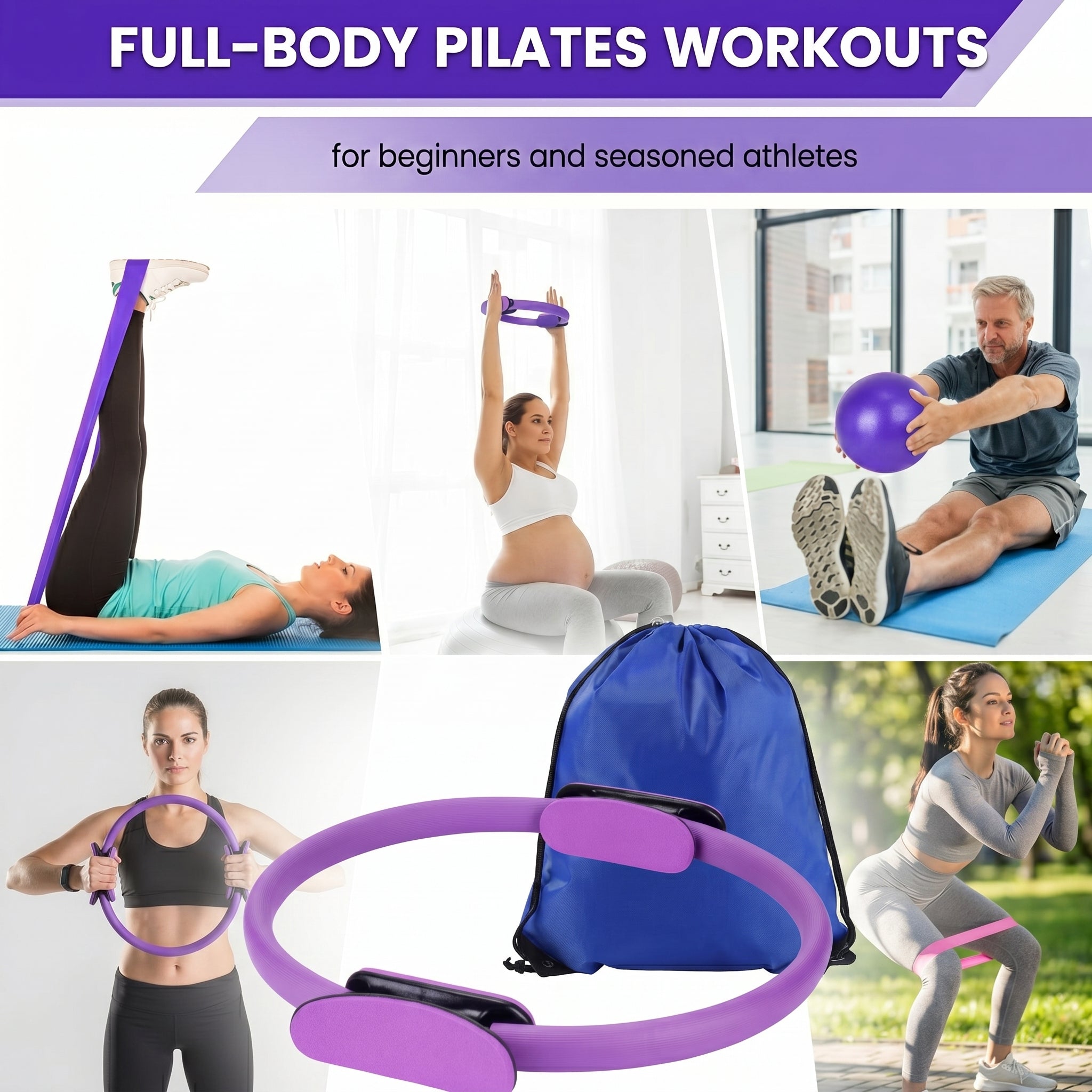 Complete yoga and Pilates workout kit for beginners and athletes