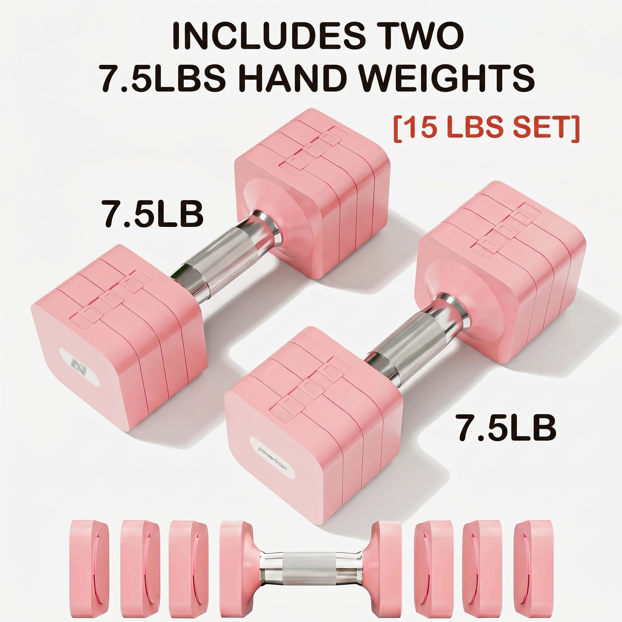 Close-up of removable dumbbell weight plates